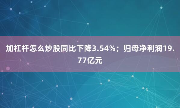 加杠杆怎么炒股同比下降3.54%；归母净利润19.77亿元