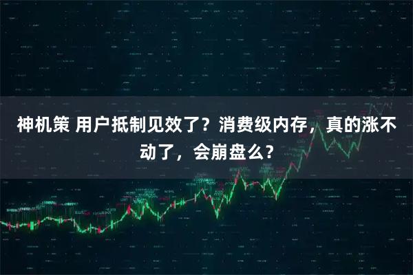 神机策 用户抵制见效了？消费级内存，真的涨不动了，会崩盘么？